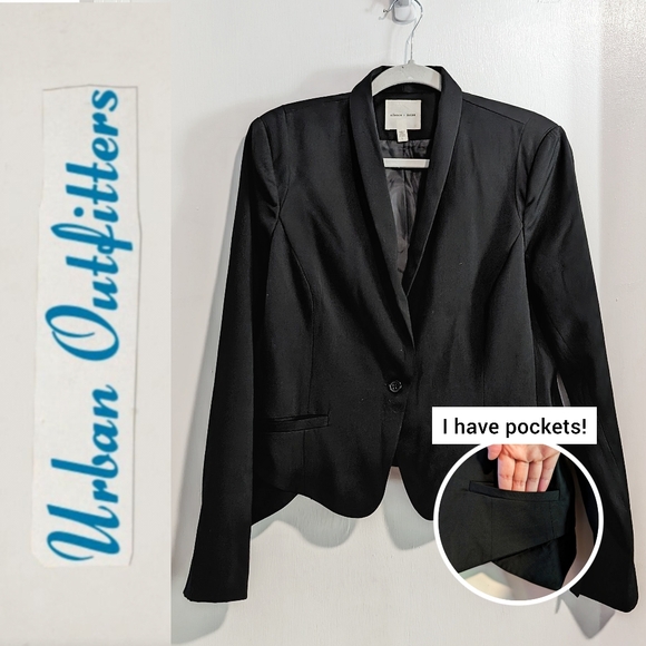 Urban Outfitters Silence+ Noise Perfect Blazer Black padded shoulder size L - Picture 1 of 8